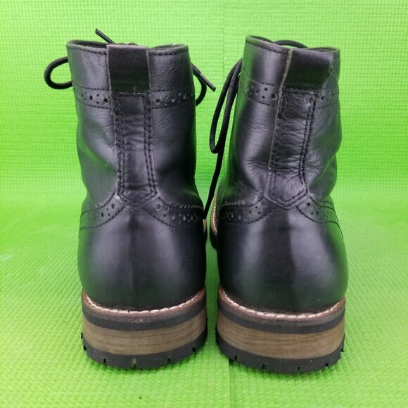 ✅Studio Ink Cowboy Men's 9.5 BLACK Leather Brogue Wingtip Chukka Boots Lace-up - Picture 7 of 12